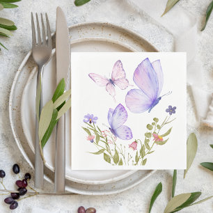 Butterfly Kisses-Baby shower Geen tekst Paars Servet