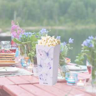 Butterfly Kisses & Baby Wensen Paarse popcorn Bedankdoosjes