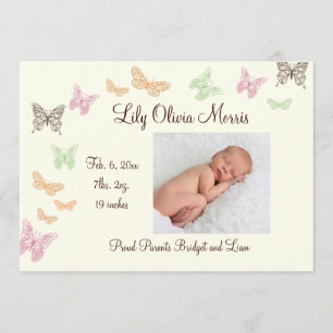 Butterfly Kisses Birth Announcement ivoor Aankondiging