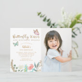 Butterfly Kisses Birthday wil Foto Party Kaart (Staand voorkant)