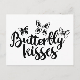 Butterfly Kisses Butterflies Black White Wedding Briefkaart