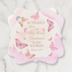 Butterfly Kisses en Baby Wishes Girl Baby shower Bedankjes Labels