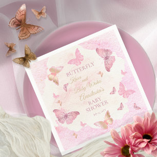 Butterfly Kisses en Baby Wishes Girl Baby shower Servet