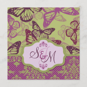 Butterfly Kisses Flirt Wedding Invite Square Kaart