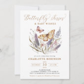 Butterfly Kisses Girl Baby shower Invitation Kaart (Voorkant)