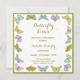 Butterfly kisses Girl Baby Shower Kaart