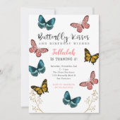 Butterfly Kisses Girls Birthday Party Kaart (Voorkant)