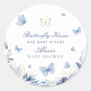 Butterfly Kisses Jongen Baby shower Ronde Sticker