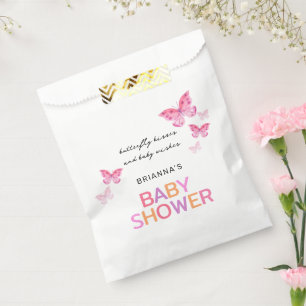 Butterfly Kisses Roze Baby shower Bedankzakje