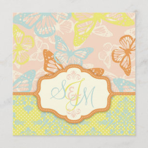 Butterfly Kisses Sweet Wedding Invite Square Kaart