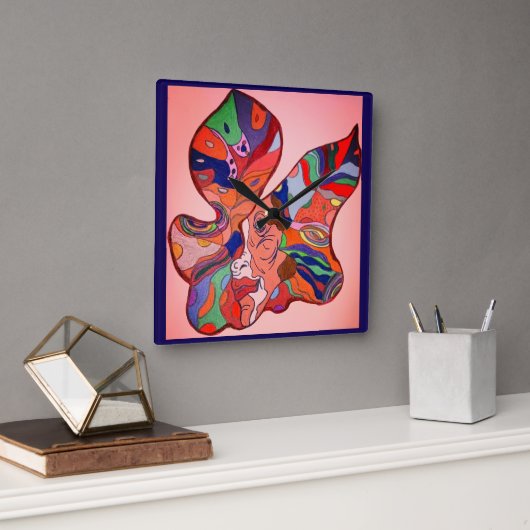 Butterfly Leaf Portrait Clock Vierkante Klok (Kantoor)