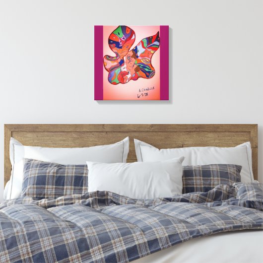Butterfly Leaf Portrait Stretched Canvas Print (Insitu (Slaapkamer))