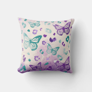 Butterfly Leiopard Paars Grey Kussen