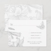 Butterfly Lelies Silver Wedding Jubileum RSVP Kaartje (Voorkant / Achterkant)