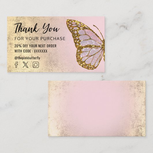 Butterfly logo Bedankt voor uw aankoop Visitekaartje (Voorkant / Achterkant)