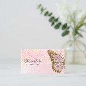 Butterfly logo op faux glitter achtergrond visitekaartje (Staand voorkant)