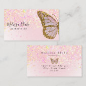 Butterfly logo op faux glitter achtergrond visitekaartje (Voorkant / Achterkant)