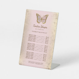 Butterfly logo op Faux Gold folie prijslijst Reclamebord Met Voetstuk