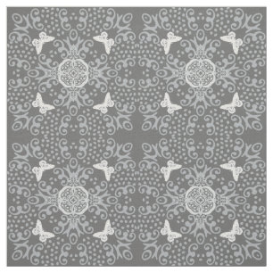Butterfly Look Pattern Grey Stof