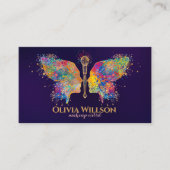 Butterfly Make-up Brush Vrouw Profiel Visitekaartje (Voorkant)