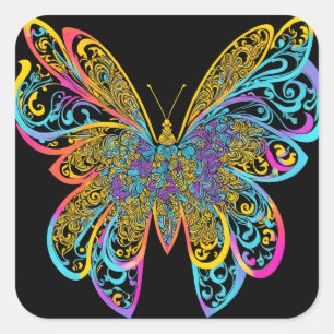 BUTTERFLY MANDALA ART FOR SPIRITUEEL MEDITATION VIERKANTE STICKER
