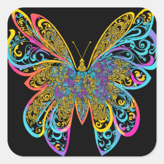 BUTTERFLY MANDALA ART FOR SPIRITUEEL MEDITATION VIERKANTE STICKER