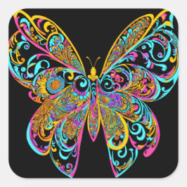 BUTTERFLY MANDALA ART FOR SPIRITUEEL MEDITATION VIERKANTE STICKER