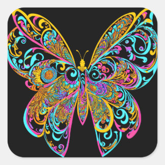 BUTTERFLY MANDALA ART FOR SPIRITUEEL MEDITATION VIERKANTE STICKER