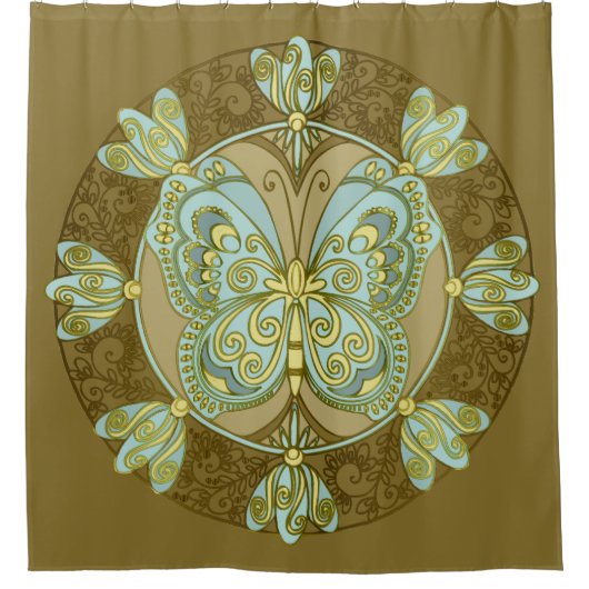 Butterfly Mandala - Shower Curtain Douchegordijn (Voorkant)