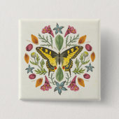 Butterfly Mandala Vierkante Button 5,1 Cm (Voorkant)