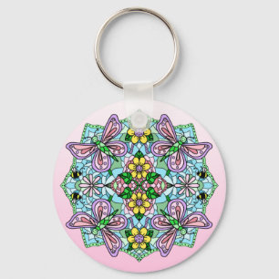 Butterfly Mandala Whimsical Hand Drawn Sleutelhanger