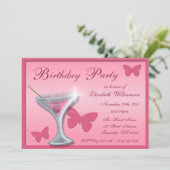 Butterfly Martini uitnodigingen voor verjaardagsfe (Staand voorkant)