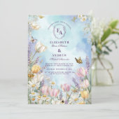 Butterfly Meadow Spring Floral Wedding Kaart (Staand voorkant)
