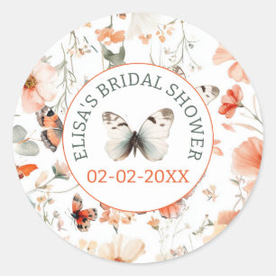 Butterfly Meadow Waterverf CUSTOM Vrijgezellenfees Ronde Sticker
