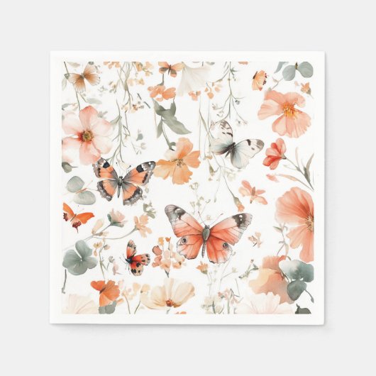 Butterfly Meadow Waterverf  Servet (Voorkant)