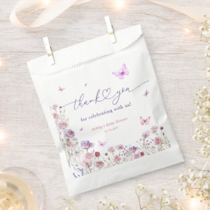 Butterfly Meadow Wildflower Baby shower Dank u Bedankzakje