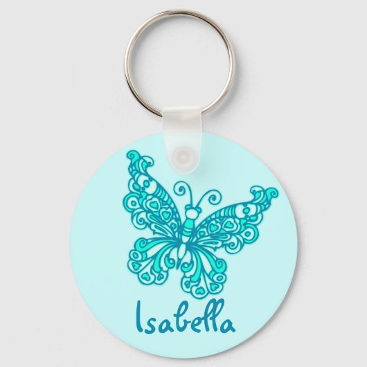 Butterfly meisjes aqua blue name sleutelhanger (Voorkant)