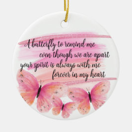 Butterfly Memorial Glitter Floral Poem Keramisch Ornament