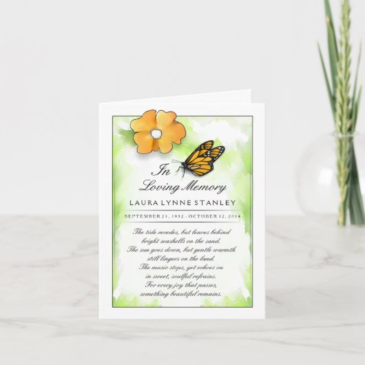 Butterfly Memorial Service Invitation Kaart (Voorkant)