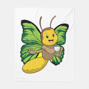 Butterfly met beker koffie fleece deken