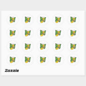 Butterfly met beker koffie ronde sticker (Vel)