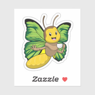 Butterfly met beker koffie sticker