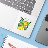 Butterfly met beker koffie sticker (Laptop met iPhone)