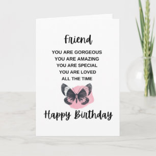 Butterfly met Birthday-bericht voor je vriend Kaart