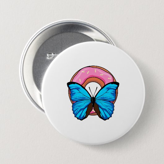 Butterfly met Donut Ronde Button 7,6 Cm (Voorkant /achterkant)