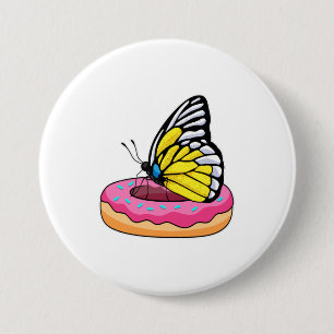 Butterfly met Donut Ronde Button 7,6 Cm