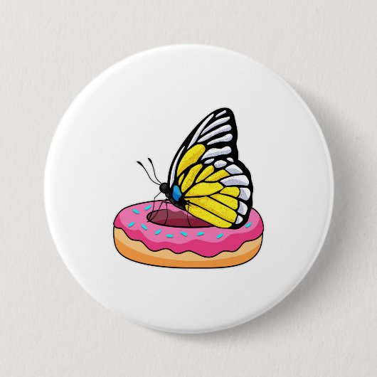 Butterfly met Donut Ronde Button 7,6 Cm (Voorkant)