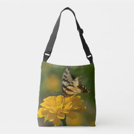 Butterfly met gele zink crossbody tas