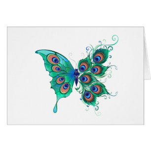 Butterfly met Green Peacock Feathers
