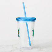 Butterfly met Green Peacock Feathers Acryl Drinkbeker (Links)